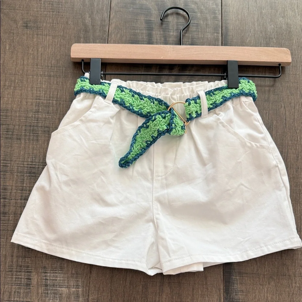 Kids white shirts with belt size 8  Shorts with Green Belt M - Picture 3 of 6